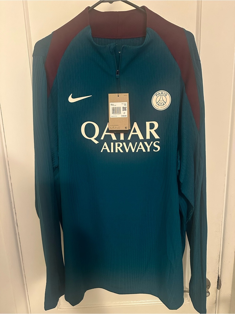 Nike PSG Teal and Maroon Qatar Airways Training Top